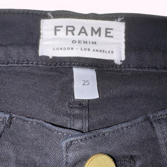 FRAME Denim Le Skinny De Jeanne Black Distressed Jeans 25 - Picture 4 of 9
